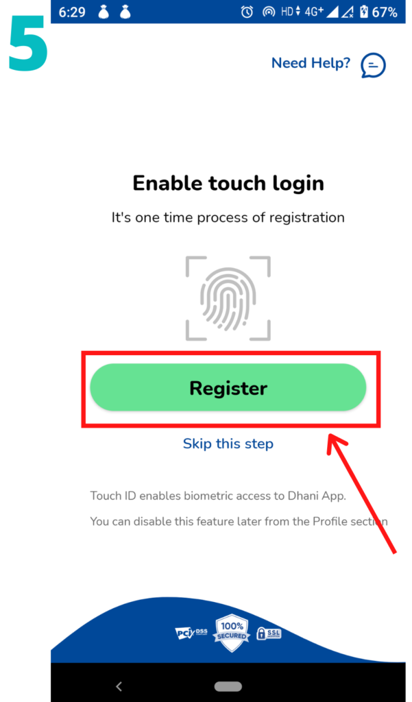 Dhani App में register कैसे करे स्टेप 5