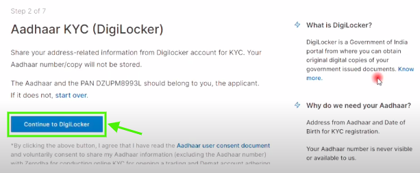 Adhaar KYC with DigiLocker in Zerodha