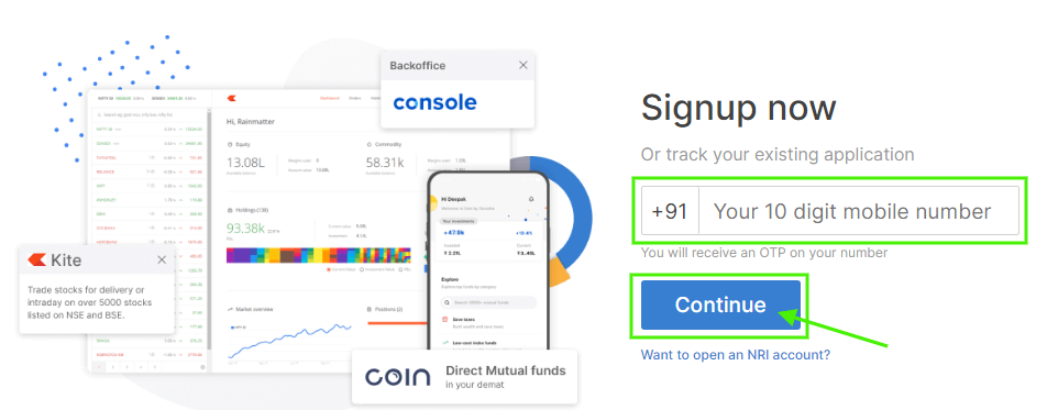 Sign Up in Zerodha